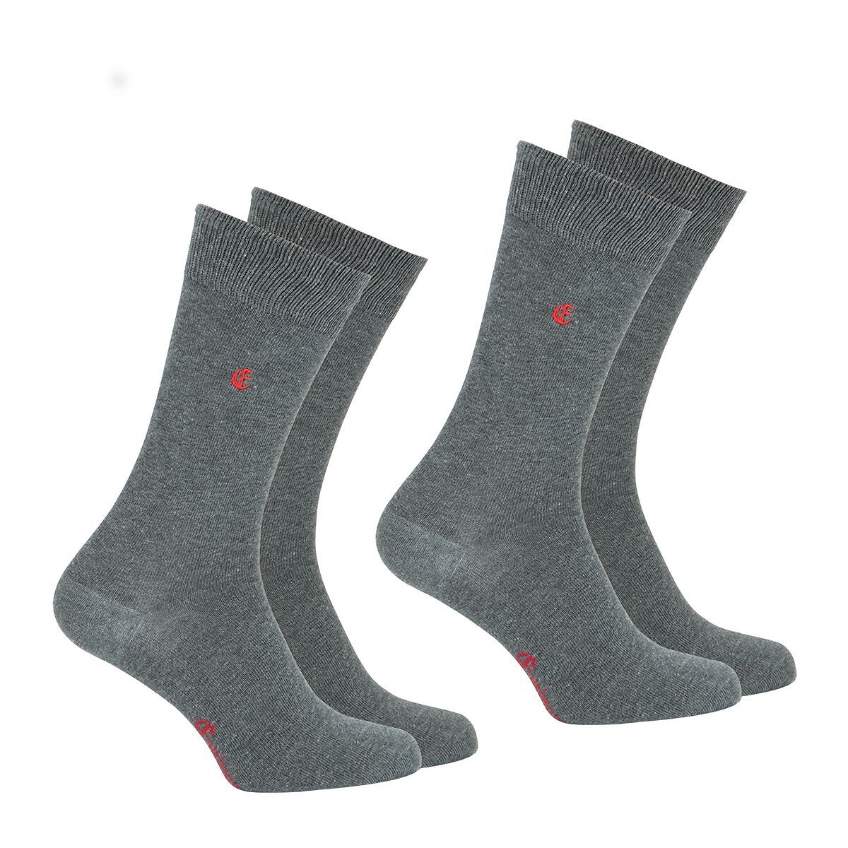 Pack of 2 Pairs of Crew Socks grey marl, EMINENCE