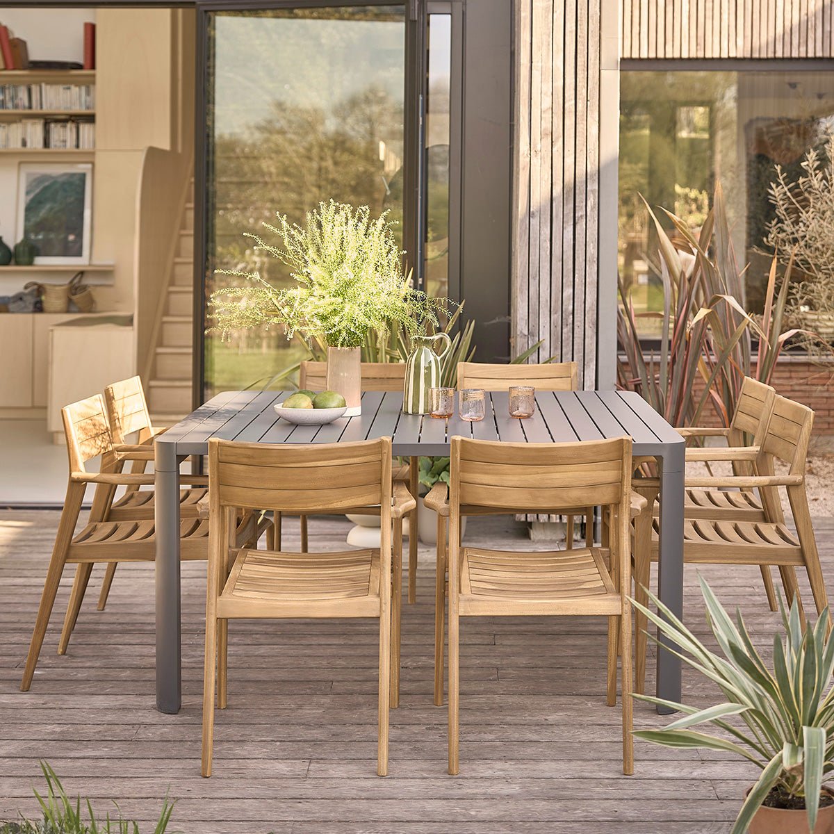 Salon de jardin en aluminium extensible 8 places MALTE gris, BERAH GETAH