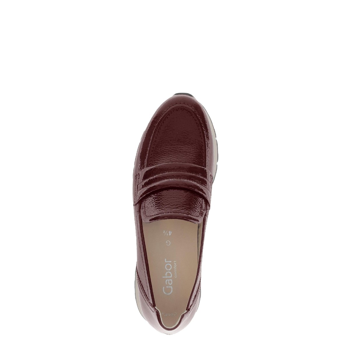 Slipper en cuir vernis à talon compensé rouge, GABOR