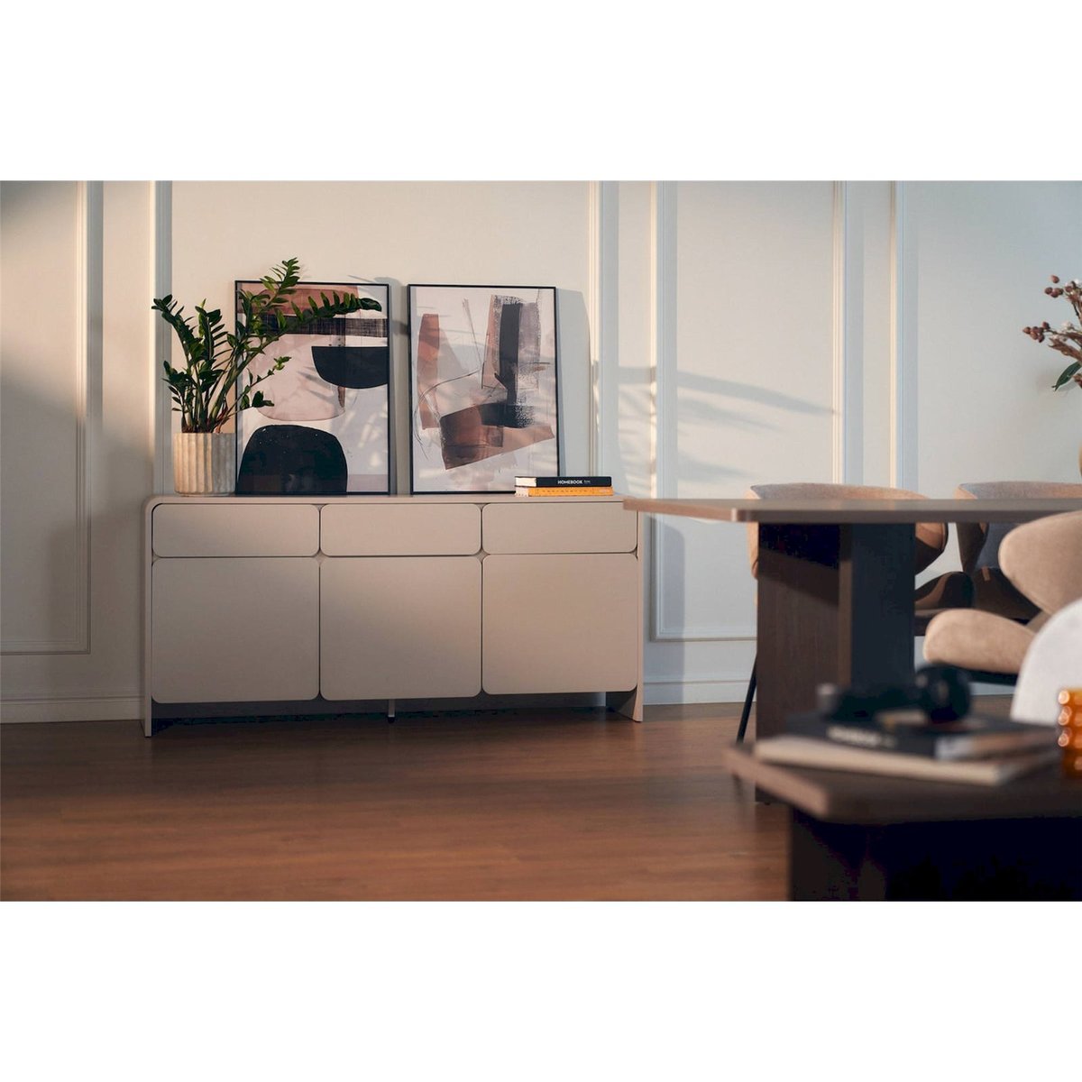 Commode 3 portes 3 tiroirs LUMMO cachemire, RECOLLECTION