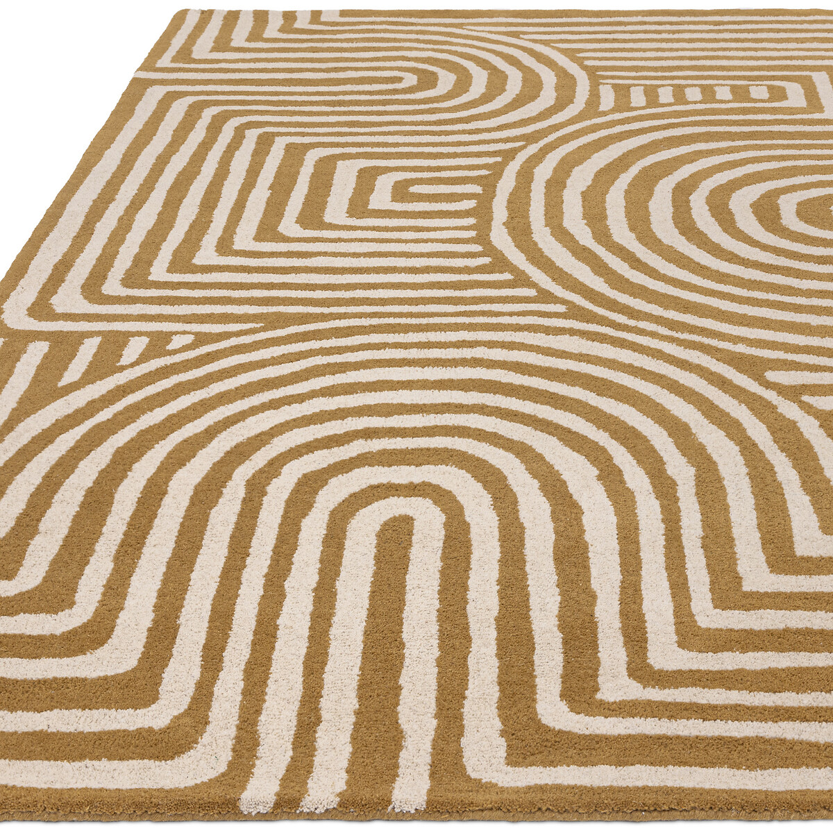 Curve Abstract Rug in 100% Wool ochre, ÉDITÉ
