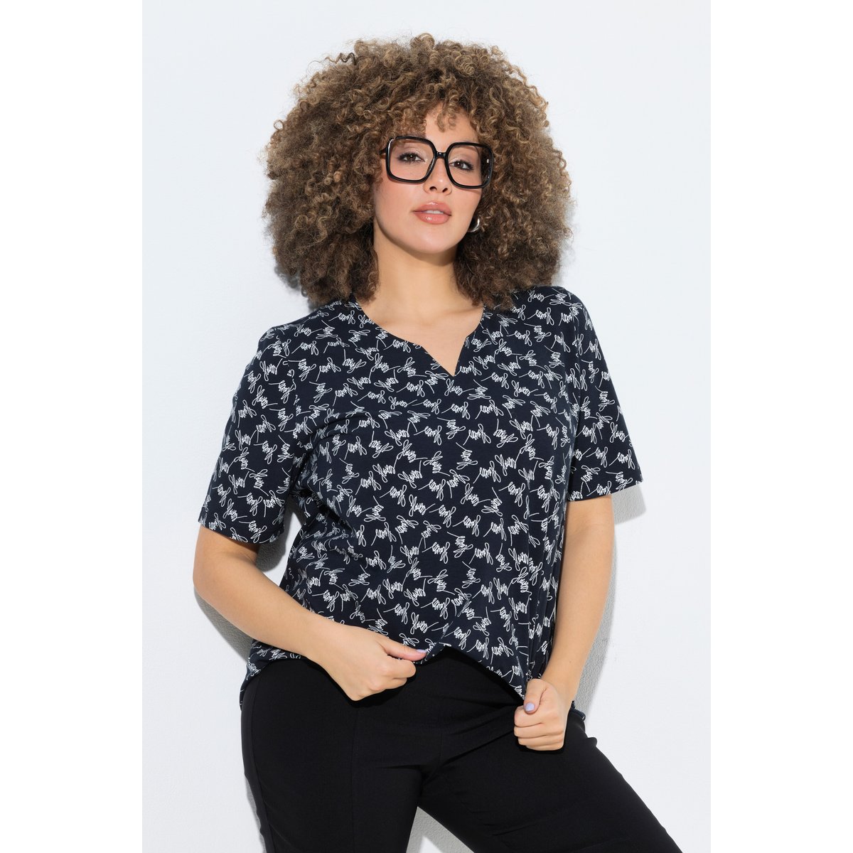 T-shirt avec motif noir, ULLA POPKEN