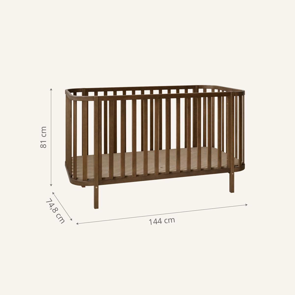 Lit bébé évolutif ovale COCON noyer foncé, PETITE AMELIE