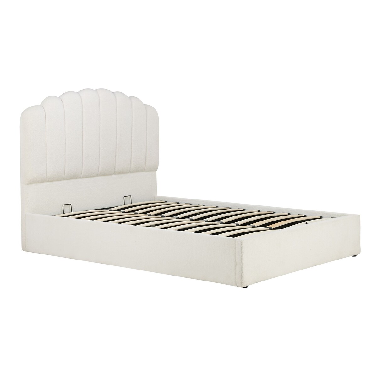 Marcelline Teddy Boucle Ottoman Bed with Scalloped Headboard ecru , SO'HOME