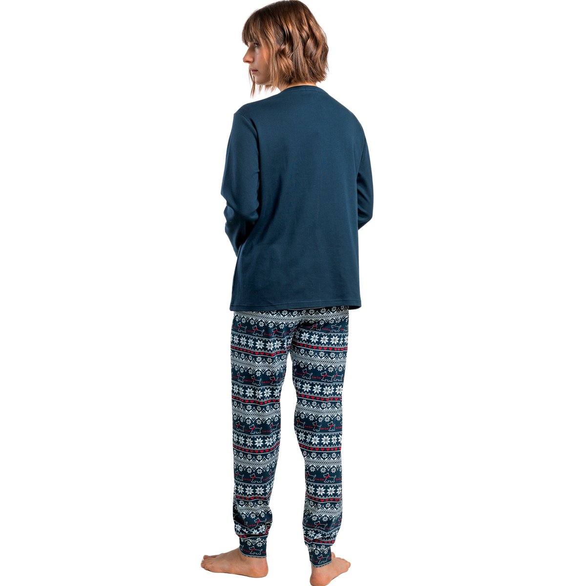 Pyjama pantalon top manches longues LouLou Cold bleu marine, ADMAS