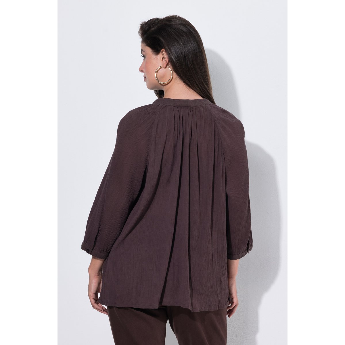 Chemisier en crêpe oversize acajou, ULLA POPKEN