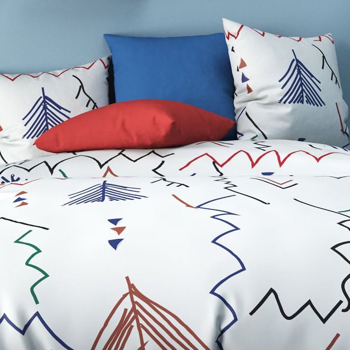 Parure housse de couette en coton, RYAD multicolore, C DESIGN HOME TEXTILE