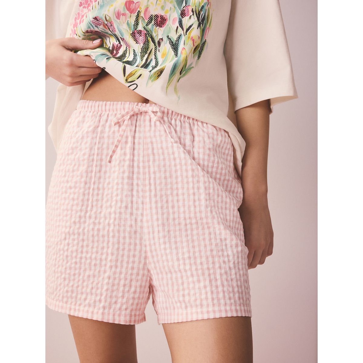 Pyjama manches courtes tissé rose amsterdam, NEXT