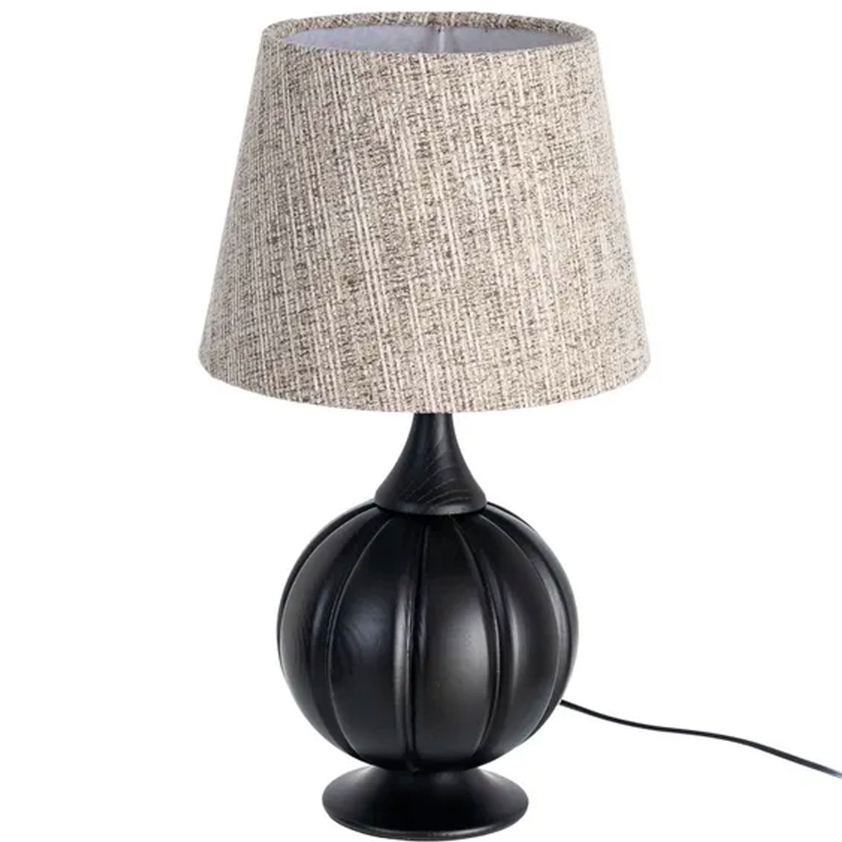 Lampe à poser bois noir et abat-jour tissu beige 24x24x47.5cm bois, WADIGA