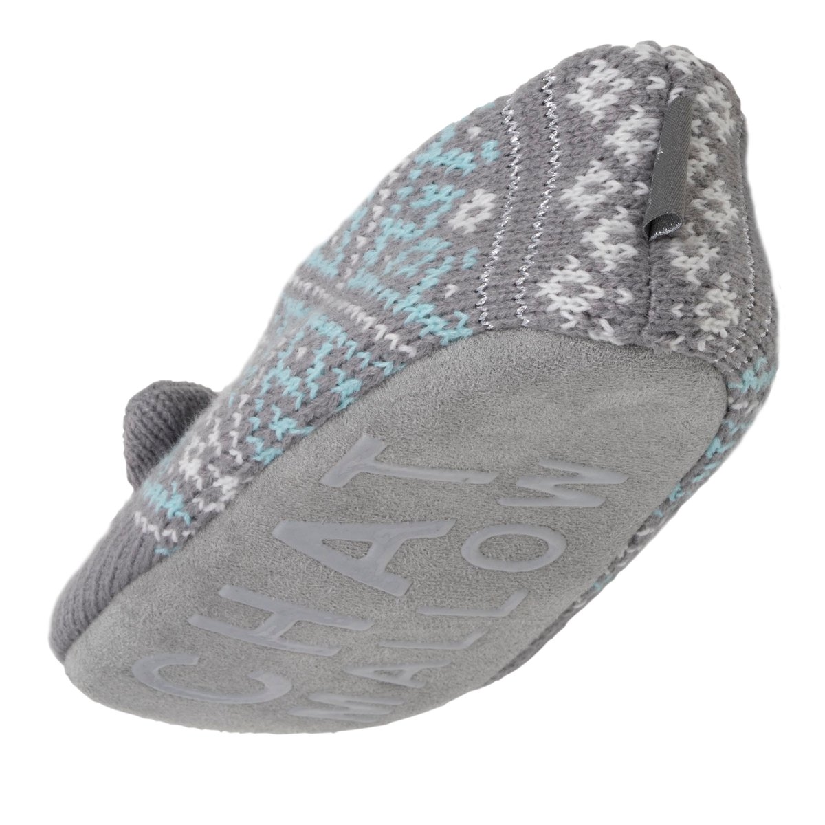 Chaussettes d'intérieur maille jacquard, picots antidérapants gris, ISOTONER