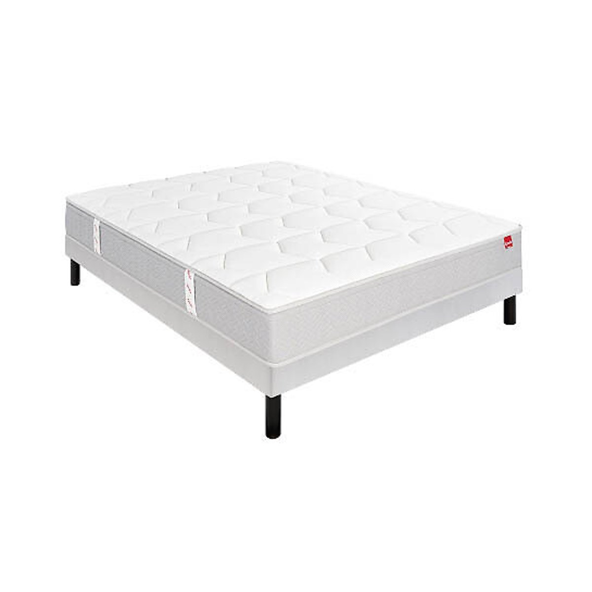 Ensemble matelas 580 ressorts Destination +sommier blanc/gris souris, EPEDA