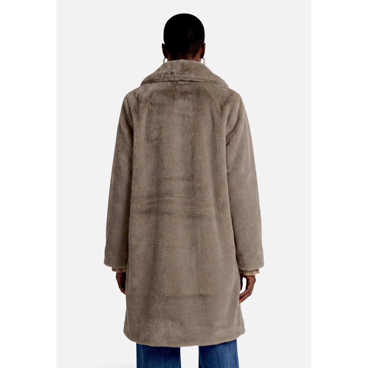 Manteau court à col droit desert taupe, ZERO