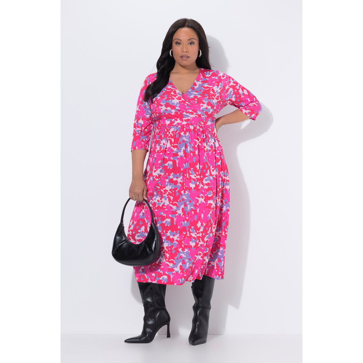 Robe jersey esprit cache-cœur rose vif, ULLA POPKEN