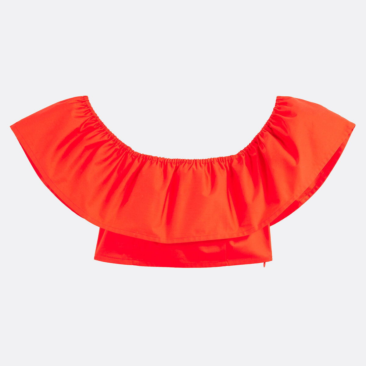 Cropped Ruffled Bardot Top red orange, LA REDOUTE COLLECTIONS