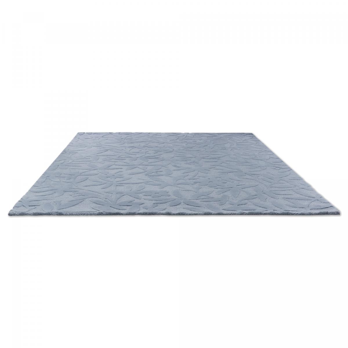 Tapis salon et chambre fait main en laine motif floral CLEAVERS bleu, UN AMOUR DE TAPIS