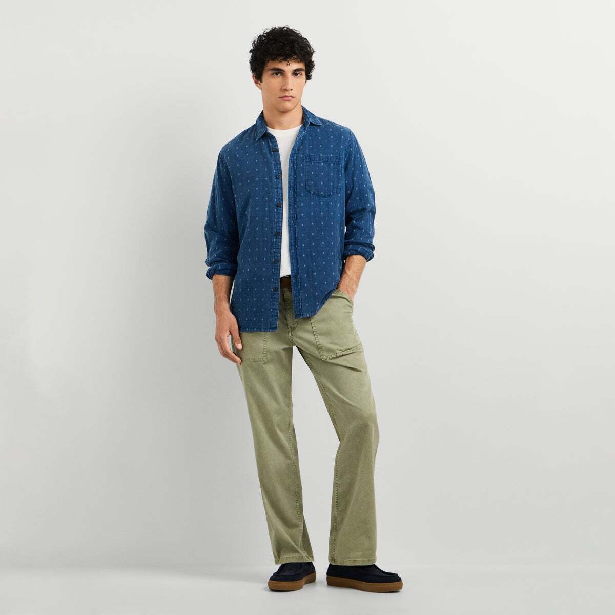 Chemise Coupe Regular À Imprimé Géométrique bleu indigo moyen, PEPE JEANS
