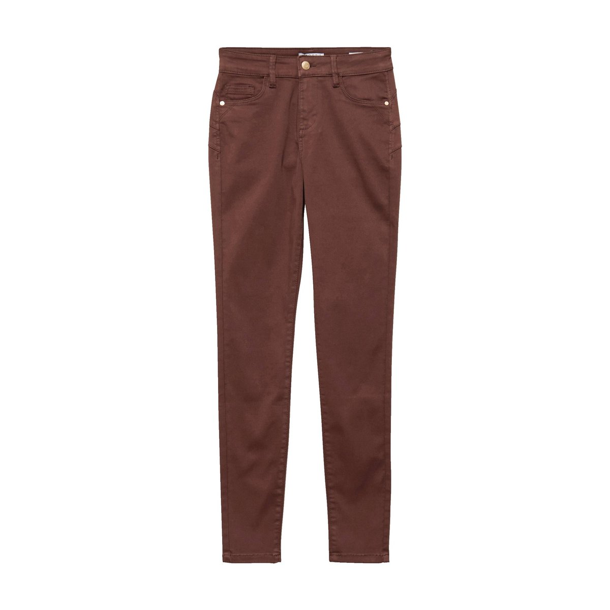 Pantalon skinny push-up taille standard marron foncé, BONOBO