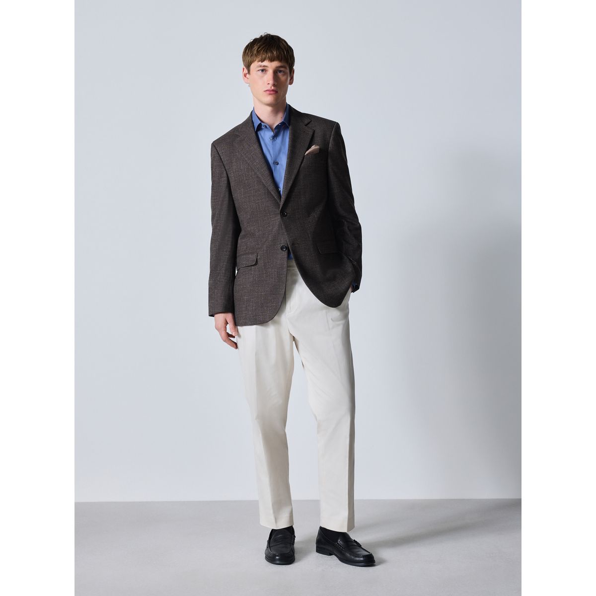Blazer texturé en laine mélangée marron chocolat, NEXT