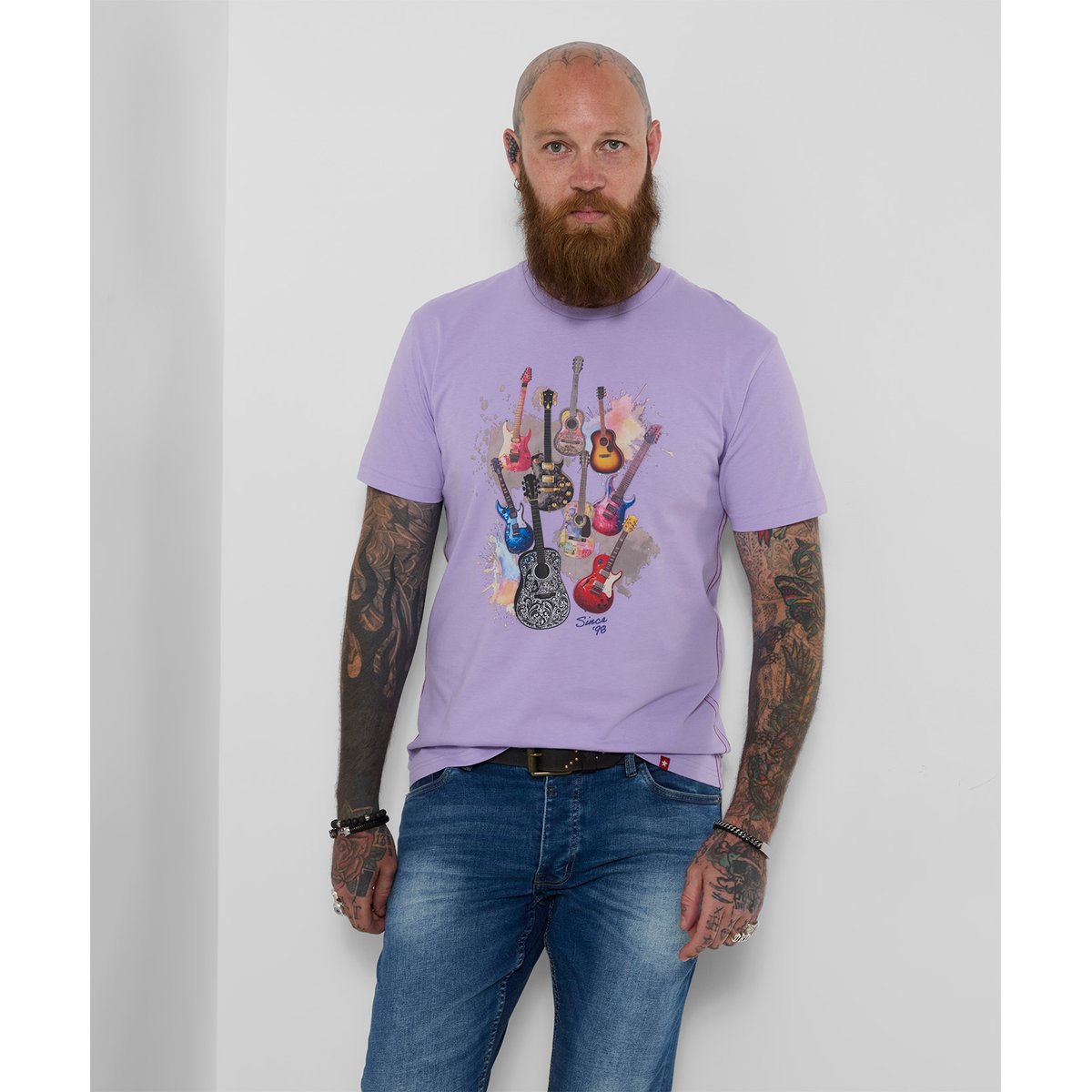 T-Shirt Explosion de Guitares violet, JOE BROWNS