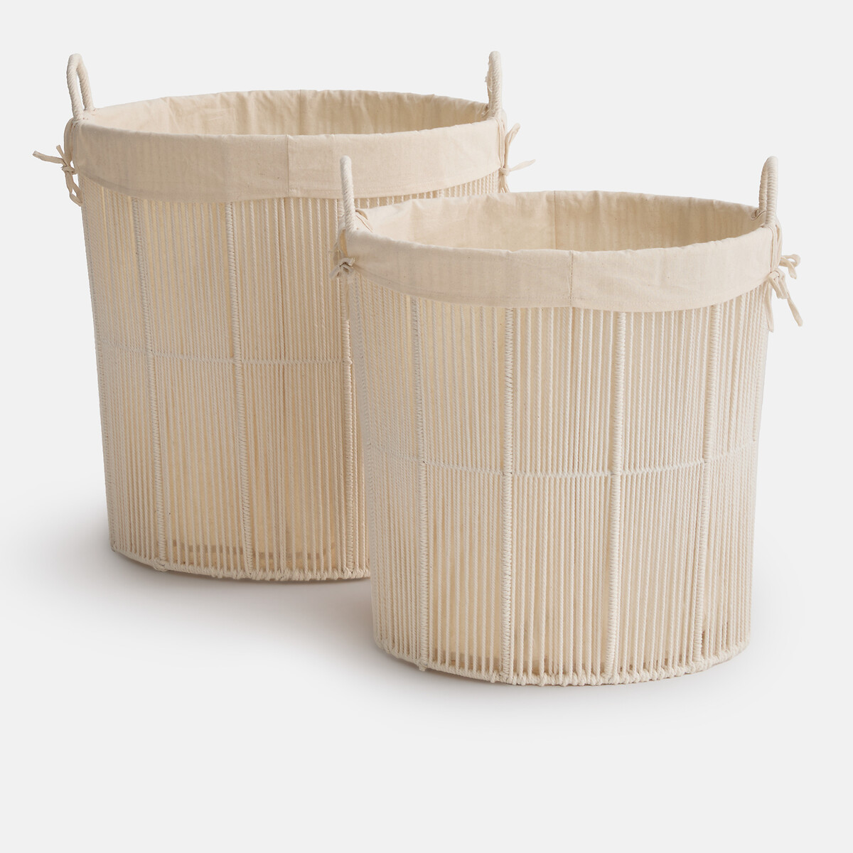 Panier à linge en coton, ELLIA blanc écru, LA REDOUTE INTERIEURS