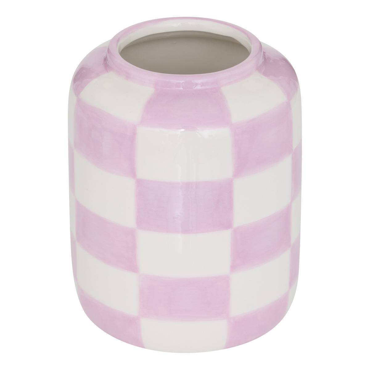Vase en céramique motif damier POOL mauve, ATMOSPHERA