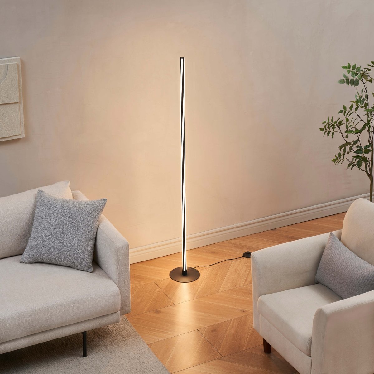 Lampadaire torsadé avec variateur - TELVO noir, KOSILUM