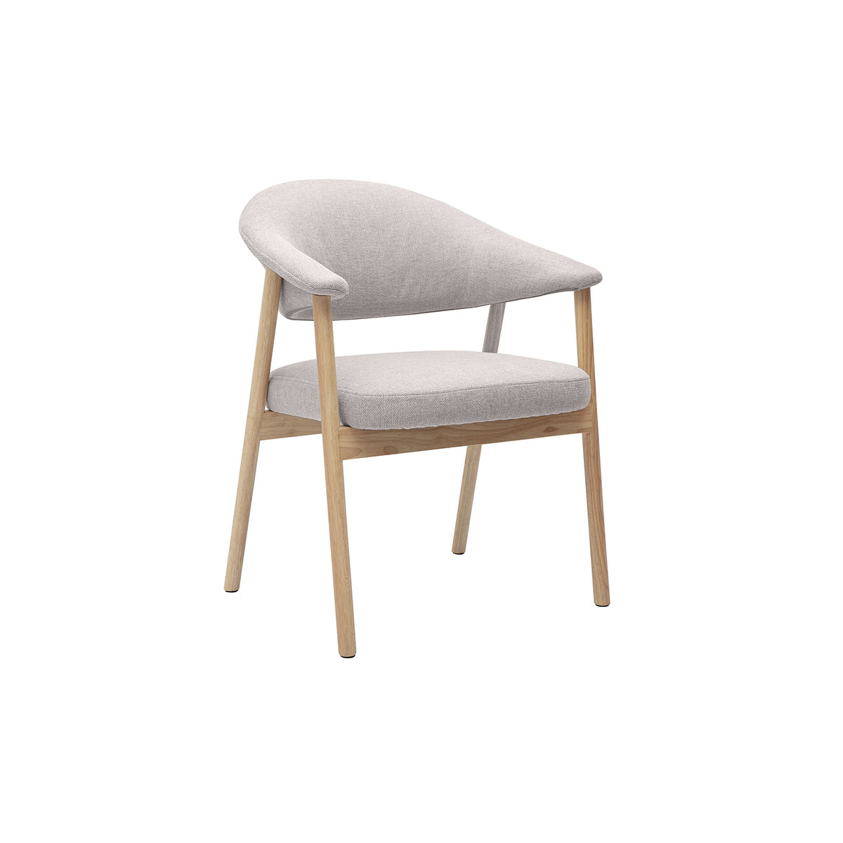 Chaises en tissu effet velours texturé beige et bois clair (lot de 2) GIULIA beige, MILIBOO