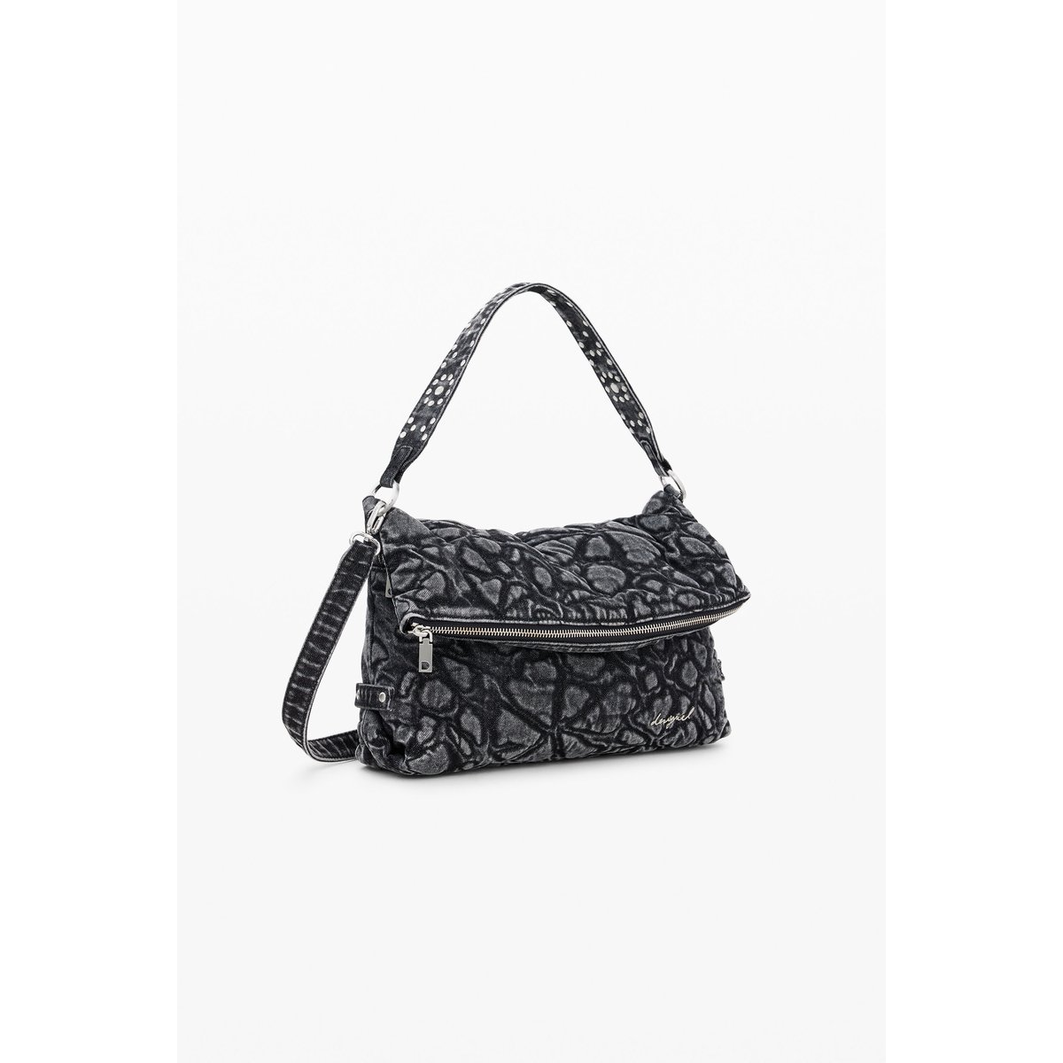 sac brodé de taille moyenne noir, DESIGUAL