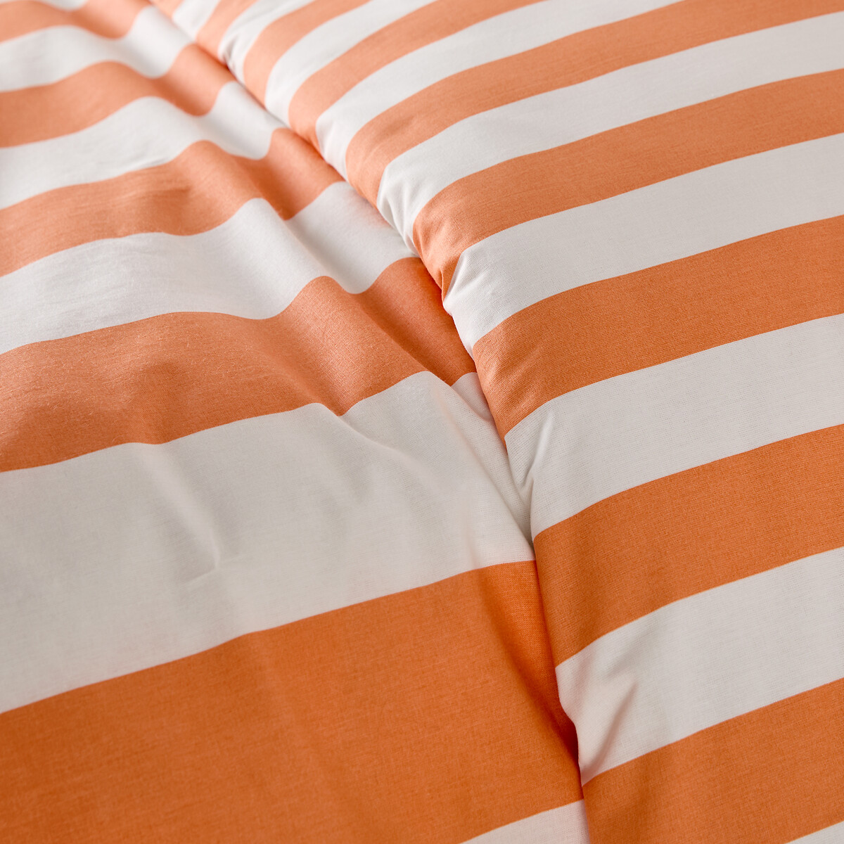 Housse de couette en coton, imprimé rayures, HENDAYE ORANGE rayé orange, LA REDOUTE INTERIEURS
