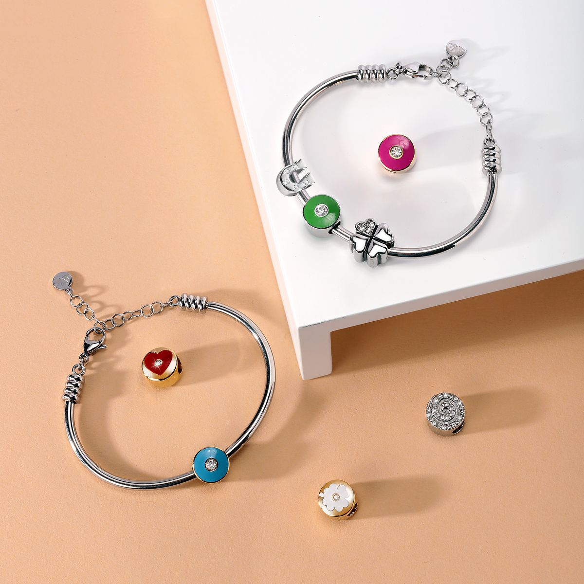 Bracelet en Acier, Émail, Cristaux DROPS silver, MORELLATO