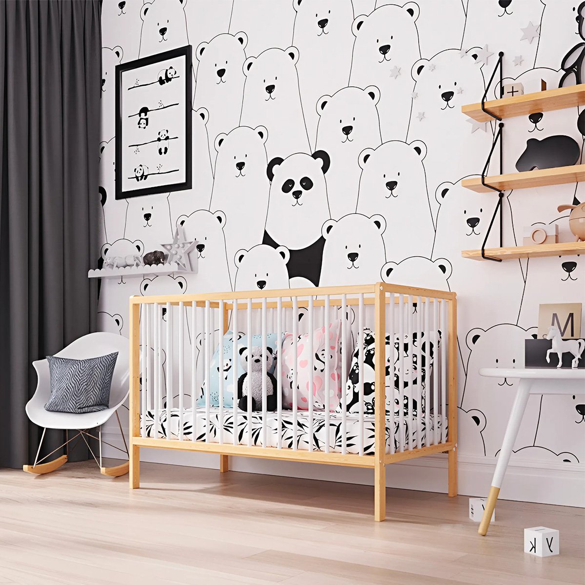 Lit bébé évolutif Mathis - De la naissance à 3 ans blanc et bois, MINEA