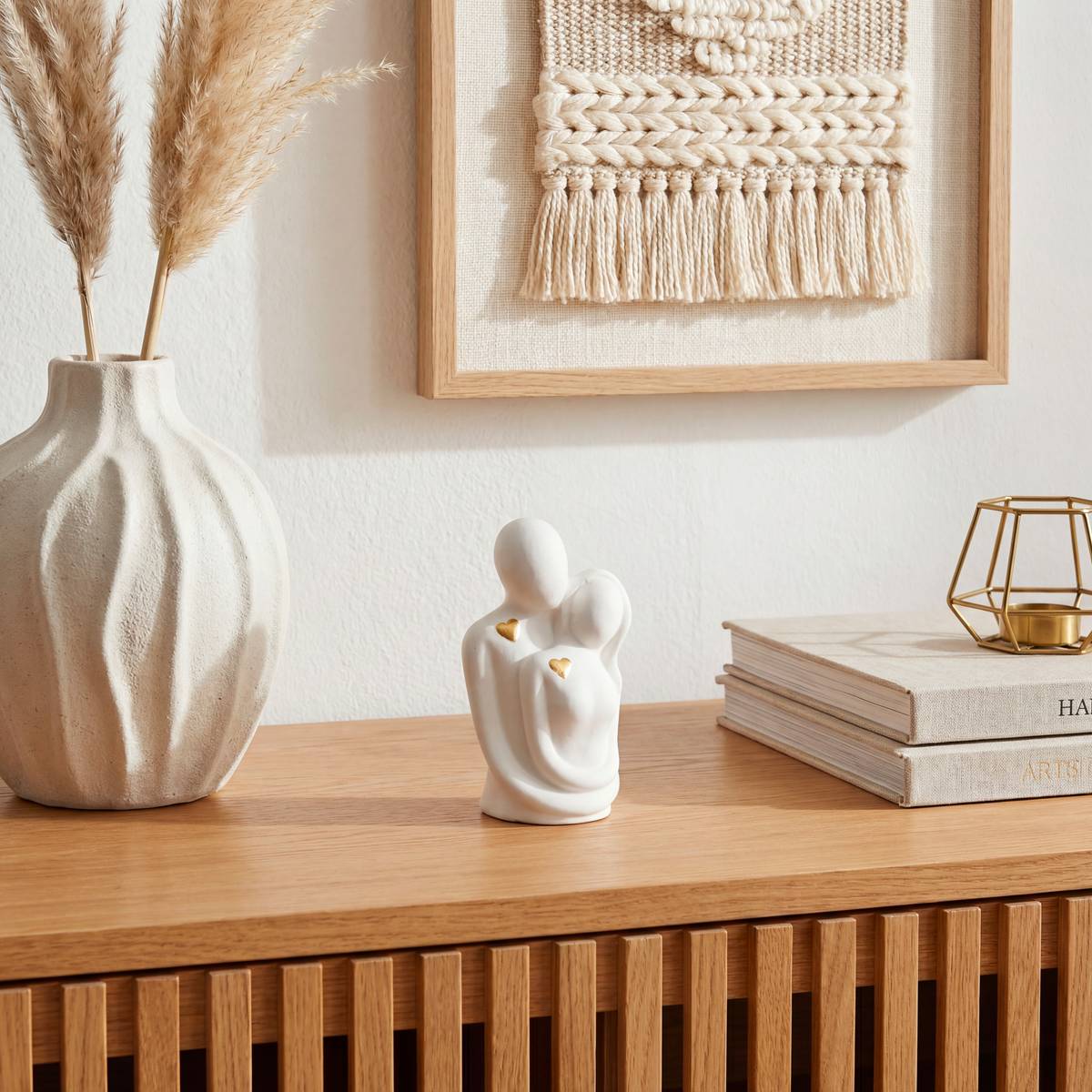 Statuette couple en céramique CLERY blanc, ATMOSPHERA