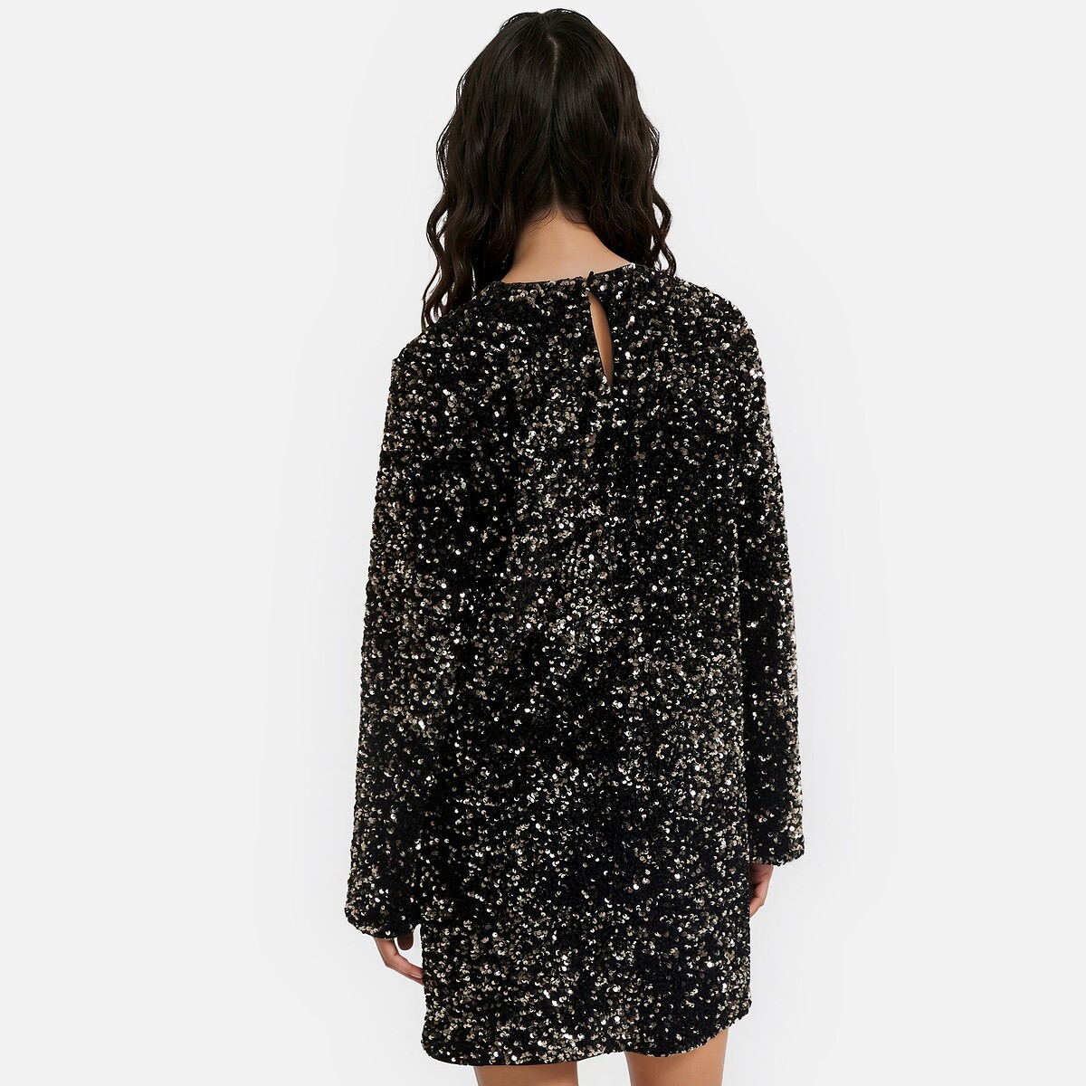 Robe courte, à sequins, manches longues noir/mordoré, LA REDOUTE COLLECTIONS