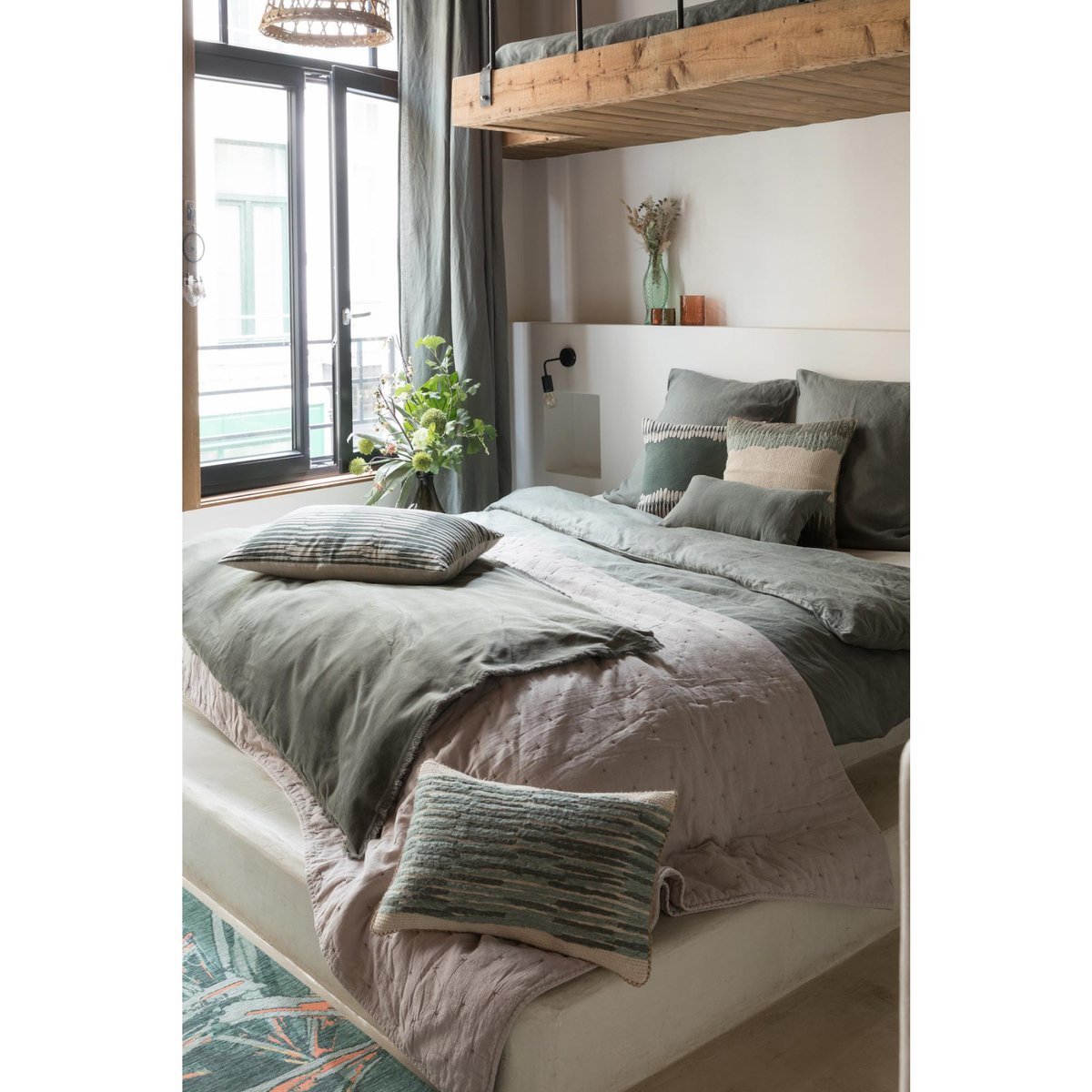 Drap Plat stonewashed Zephyr thym, VIVARAISE