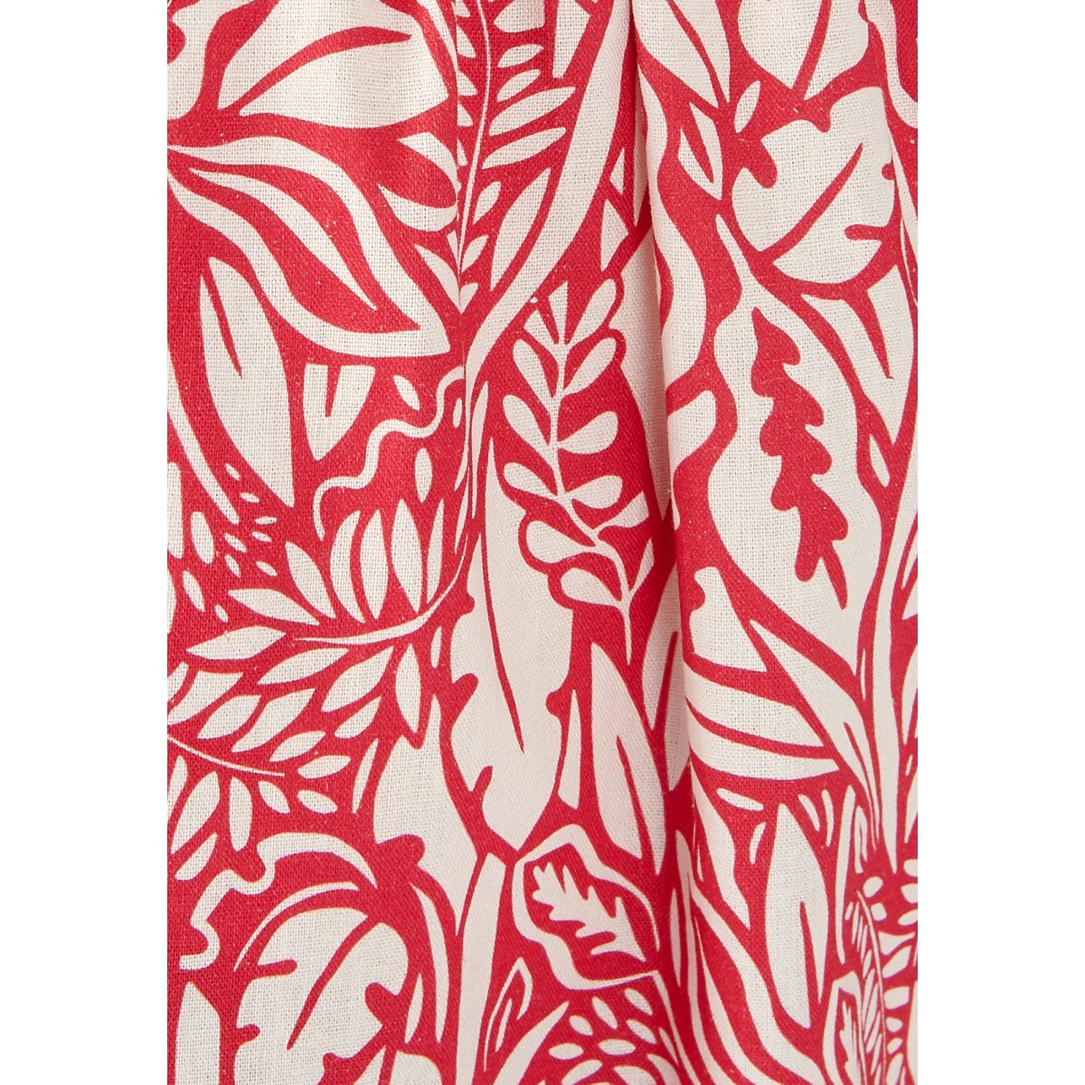 Jupe mélange lin fleurie rouge feuillage, DAMART