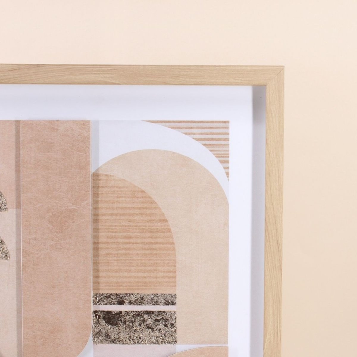 Cadre formes géométriques effet 3D 60x50cm beige, ORNAMI