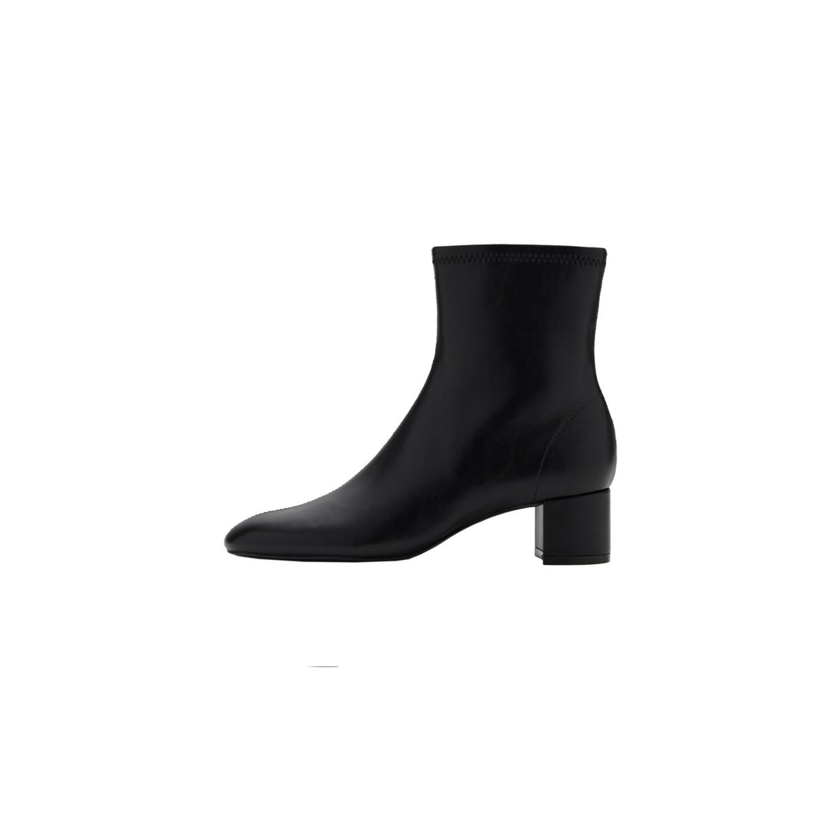 Bottines bloc bout rond noir, MANGO