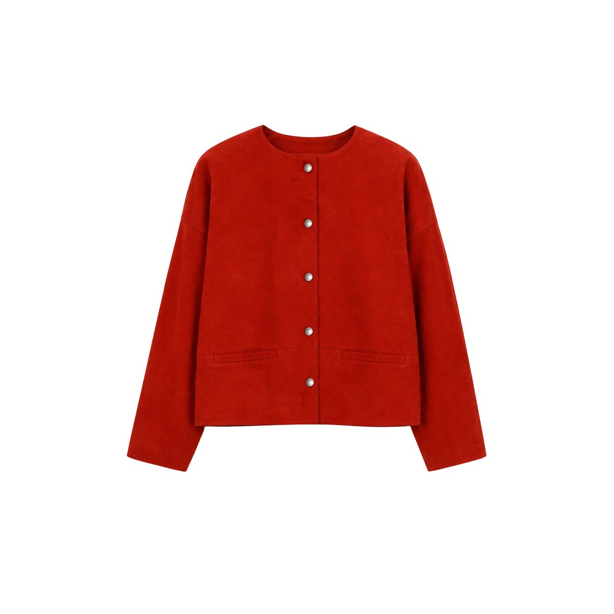 Veste cuir velours rouge, IKKS