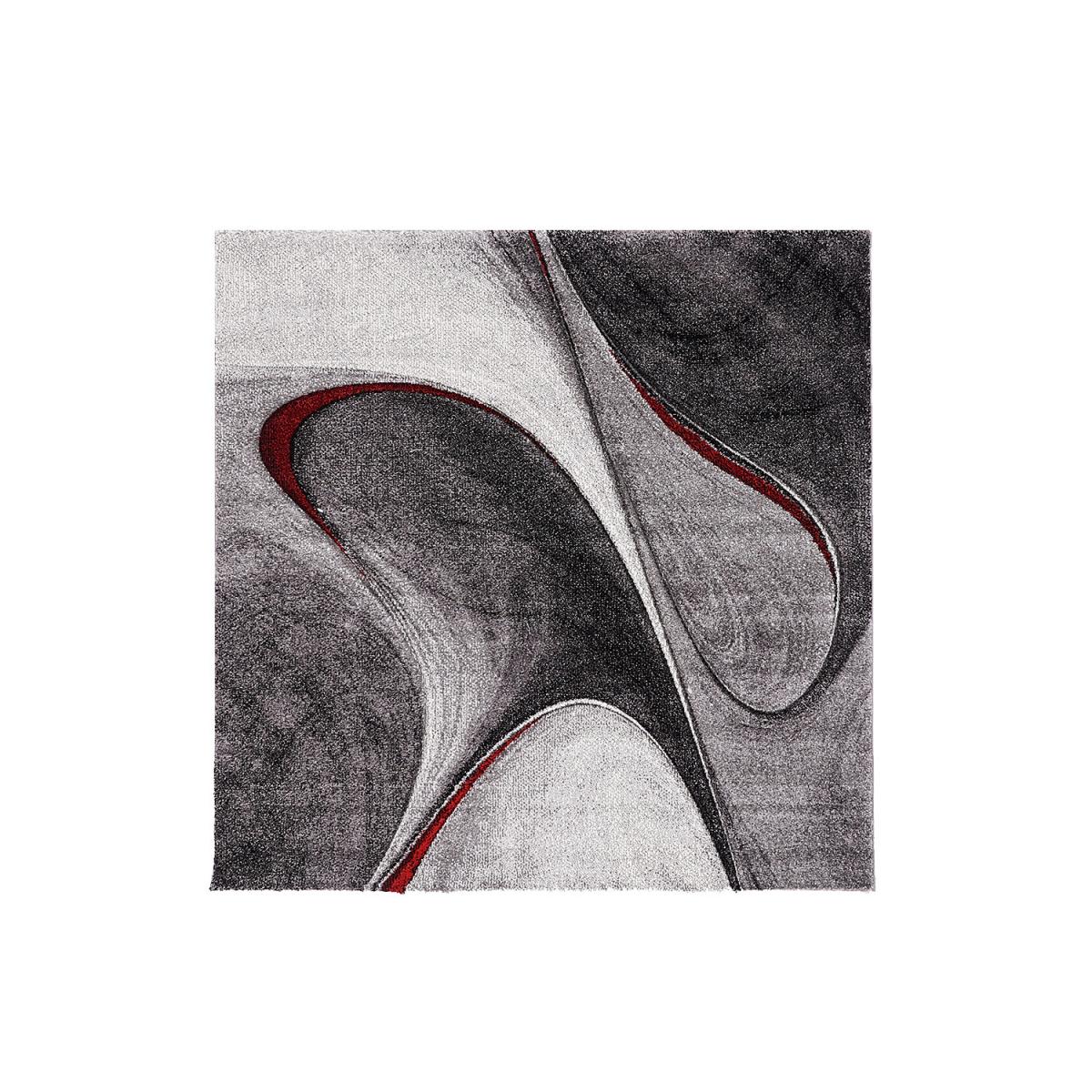 Tapis carré motif géométrique MADILA C rouge, UN AMOUR DE TAPIS