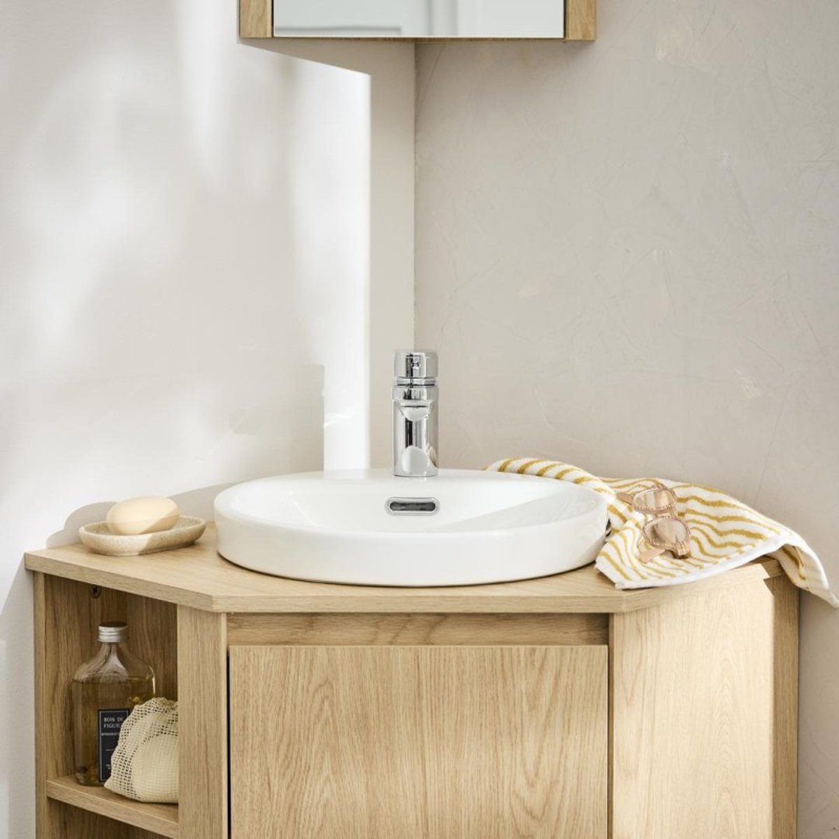 Vasque semi encastrée ronde en céramique blanche 37cm LEA blanc, MOB IN