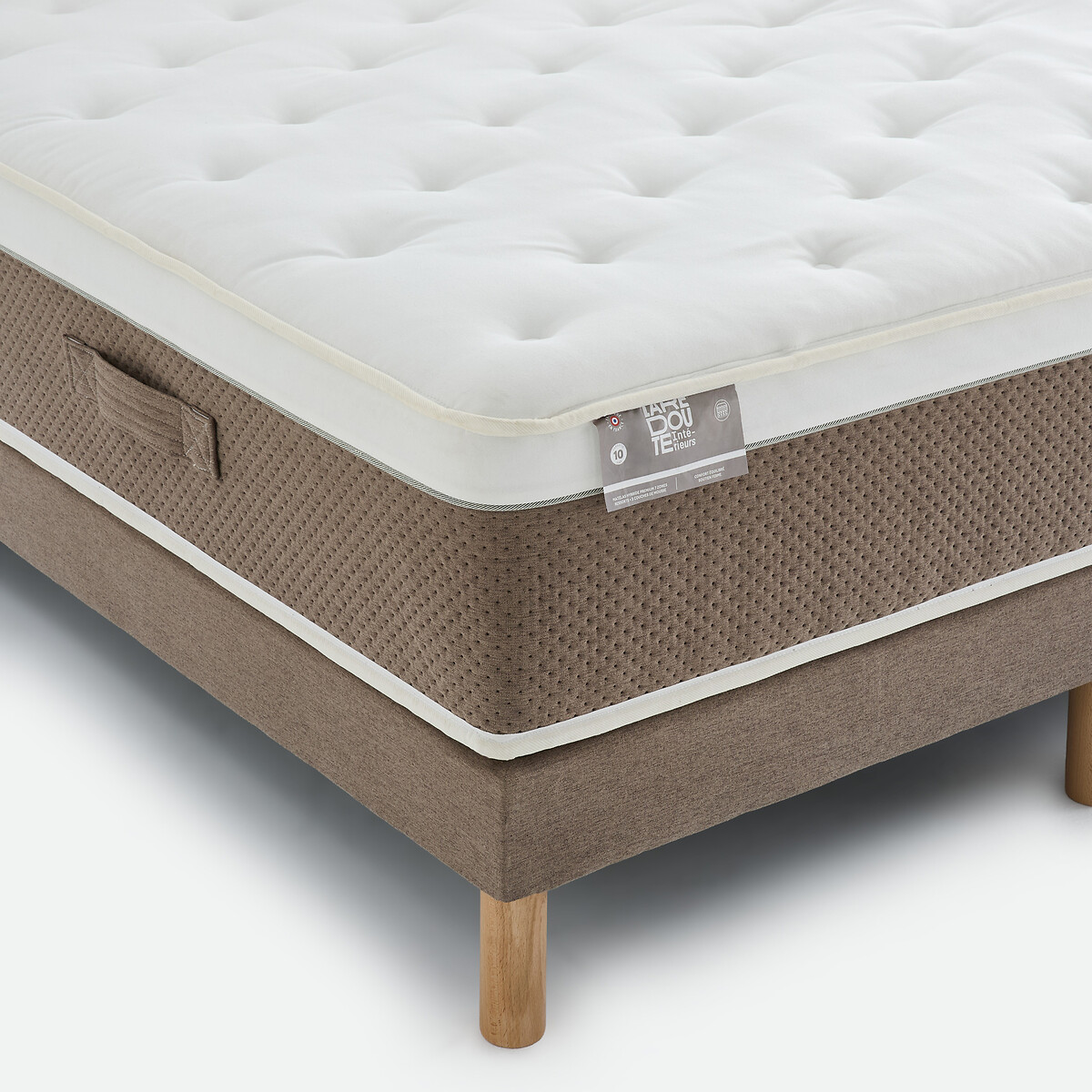 Ensemble matelas hybride Premium, 1326 ressorts, soutien ferme, et sommier taupe, LA REDOUTE INTERIEURS