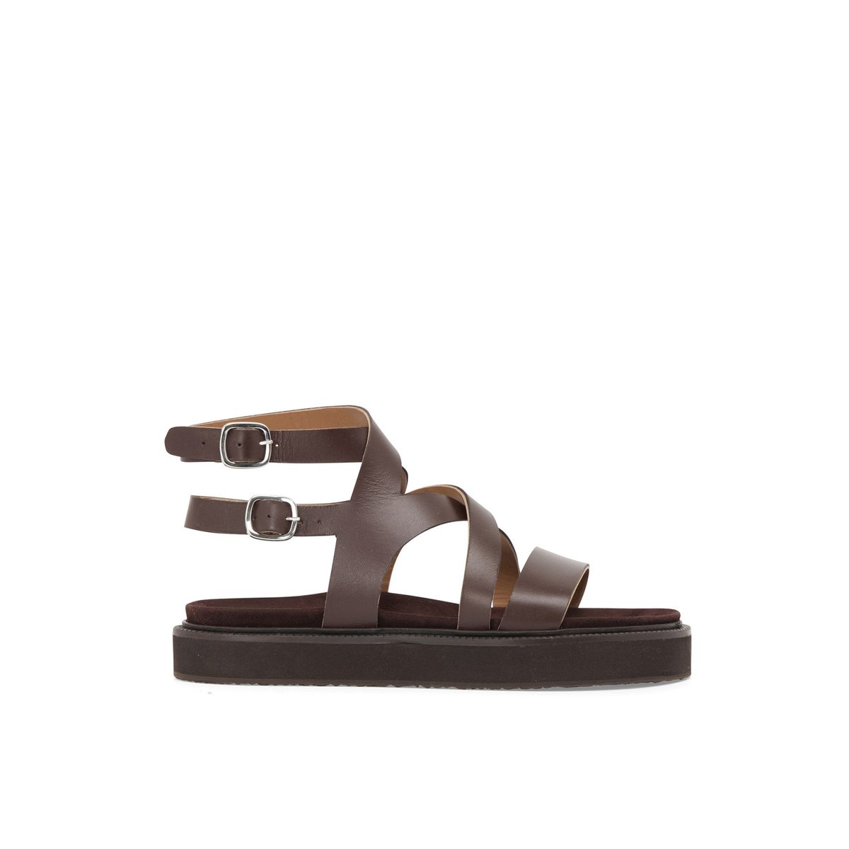 Sandale Plate en cuir SUMMER chocolat, MELLOW YELLOW