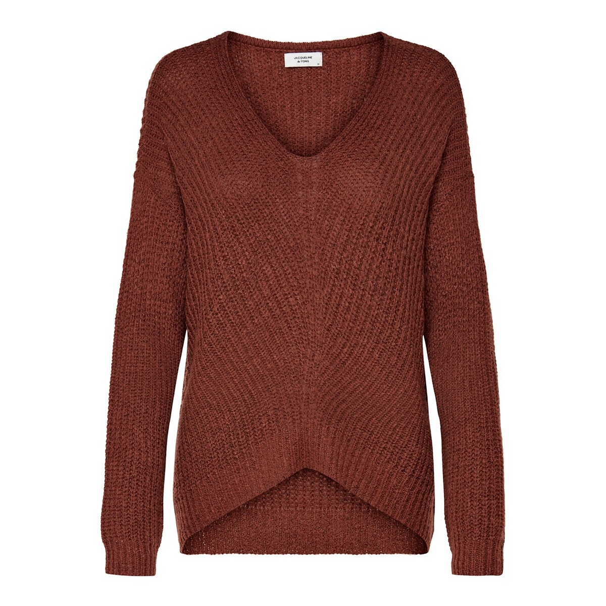 Pull en grosse maille, col V terracotta, JDY