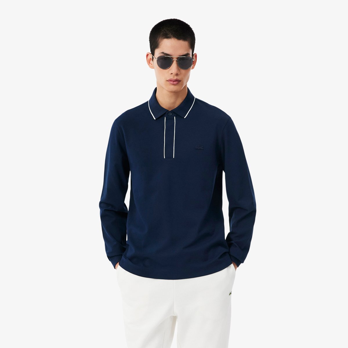 Polo Paris manches longues regular fit bleu-166, LACOSTE