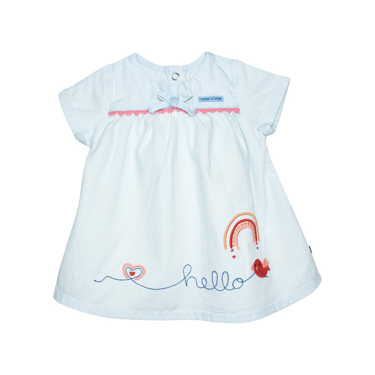Robe bloomer gaelle jean manches courtes naissance bleu, SUCRE D'ORGE