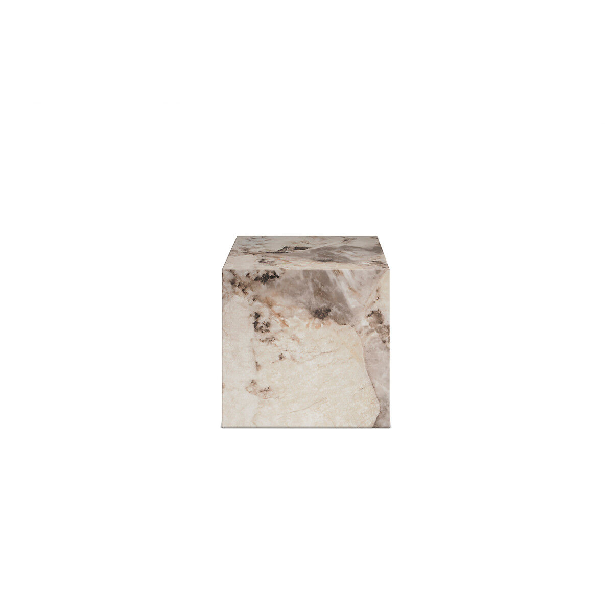 Serafina Pandora Faux Marble Block Side Table marbled beige, ÉDITÉ