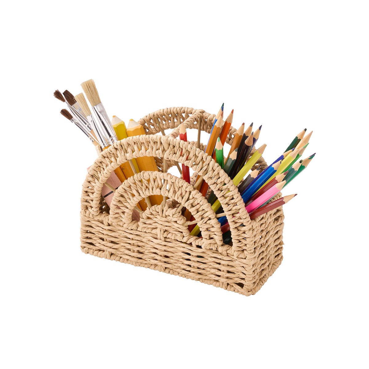 Pot crayons corde de papier arc-en-ciel beige, VERTBAUDET
