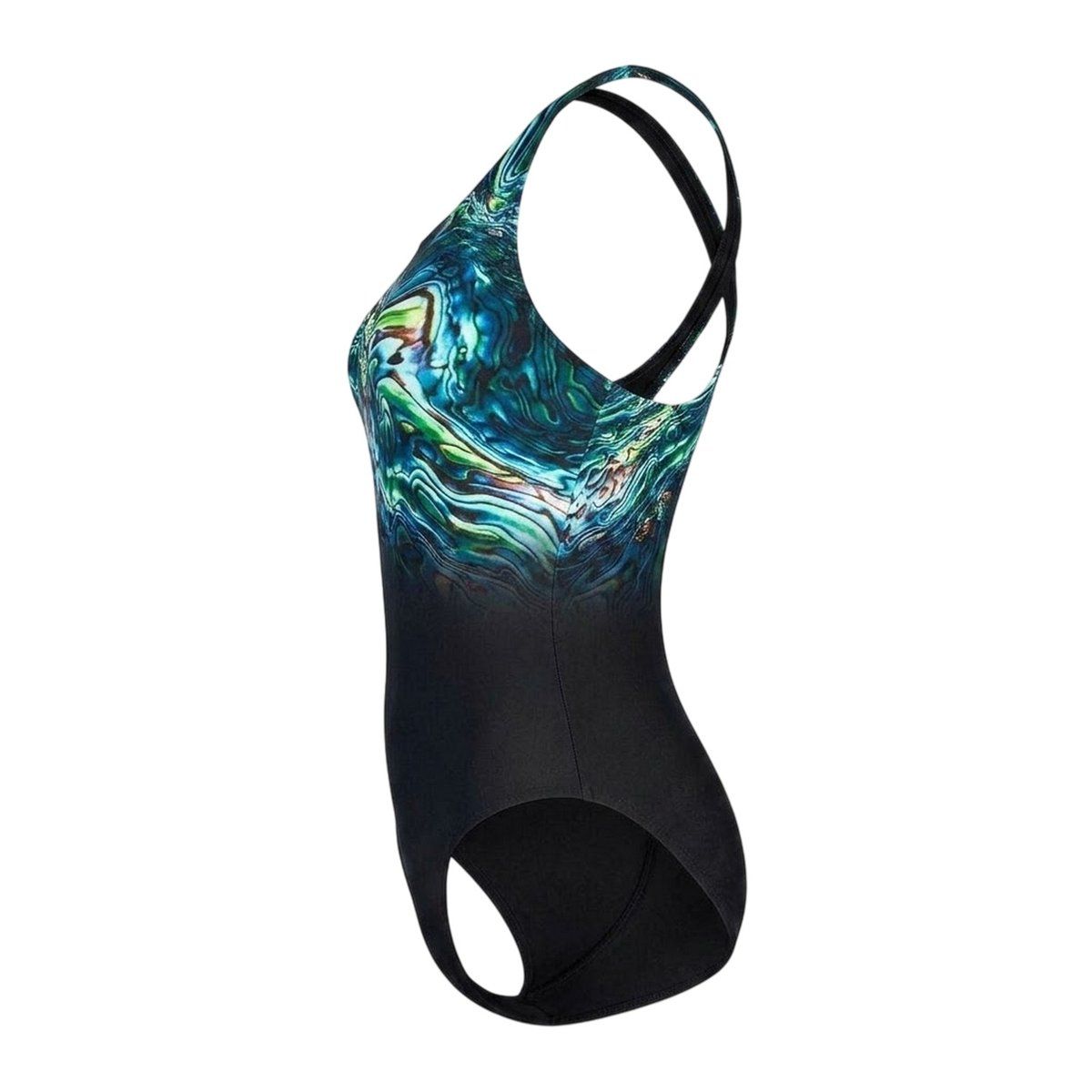 Maillot de bain 1 pièce motif/style marbré PLACEMENT DIGITAL noir, SPEEDO