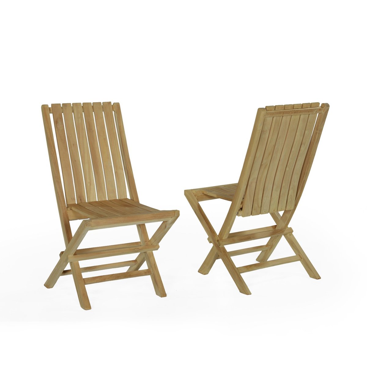 Chaises de jardin pliantes en teck massif (lot de 2) - KARIMUN naturel, TECK ATTITUDE