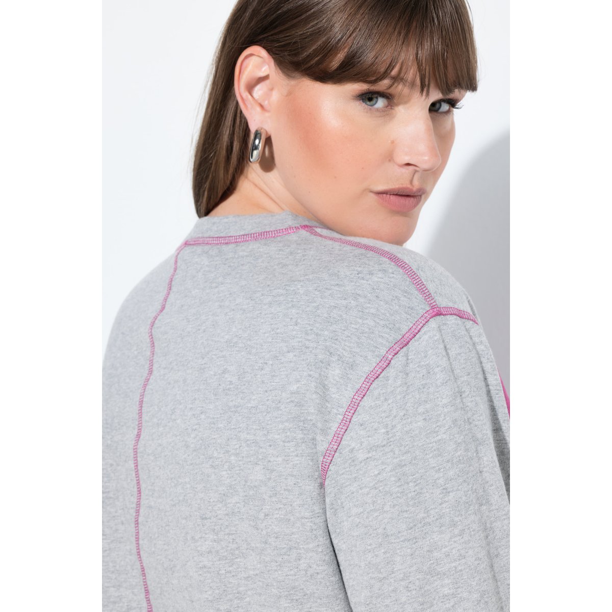 Sweat-shirt coupe évasée, motif Love gris clair chiné, ULLA POPKEN